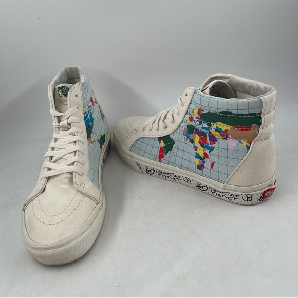 👞Vans Men’s Save Our Planet SK8 Reissue-SZ 9-Off-White Canvas Hi Top Sneaker - Picture 12 of 14